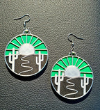 Baha Ranch 3D Print Silver Silk western Earrings Choice of styles Made in America Baha Ranch Western Wear