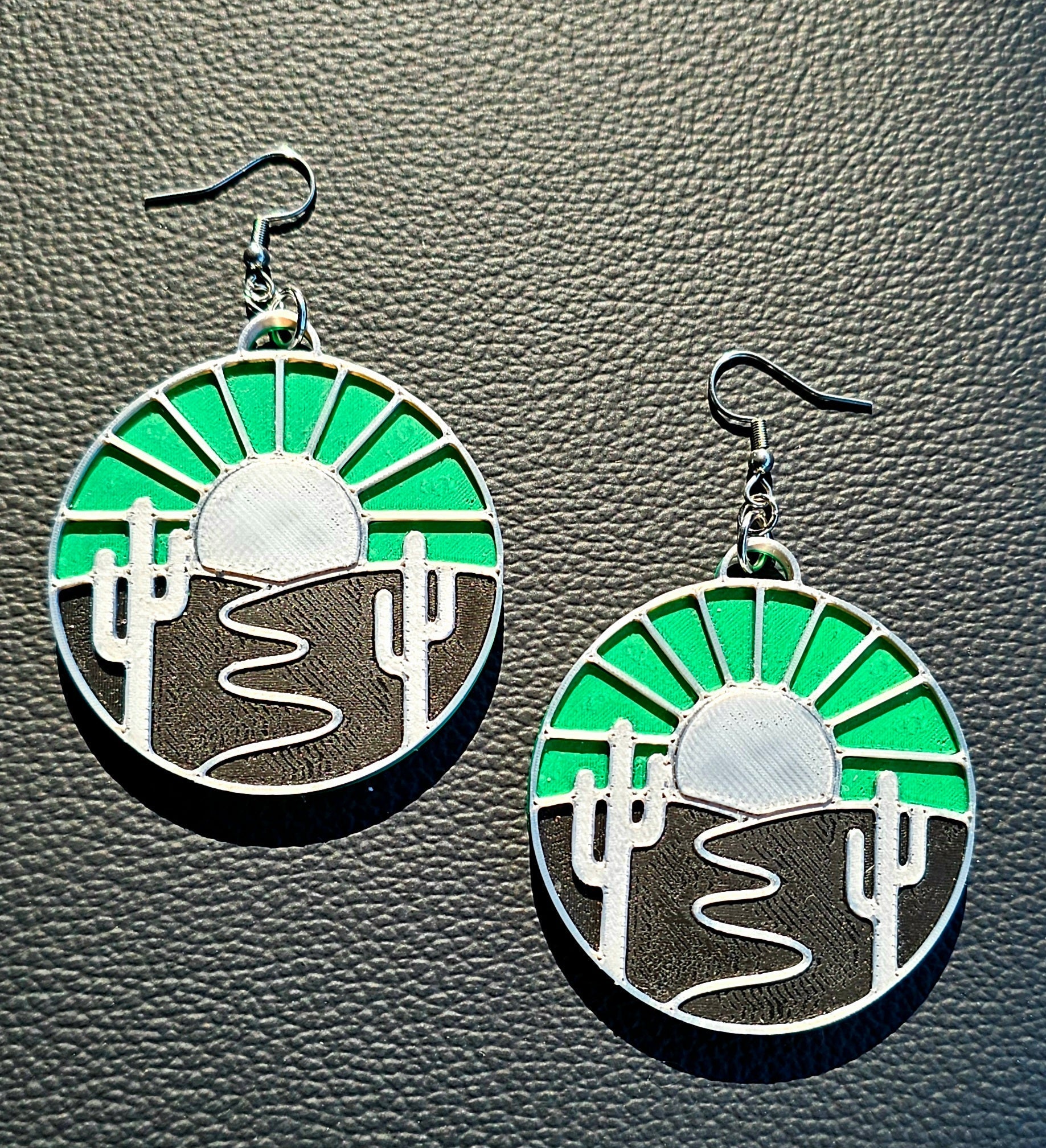 Baha Ranch 3D Print Silver Silk western Earrings Choice of styles Made in America Baha Ranch Western Wear