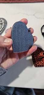 3d Printed Tooled Cowboy Cowgirl Heart  Keychain or Purse Charm Baha Ranch Western Wear