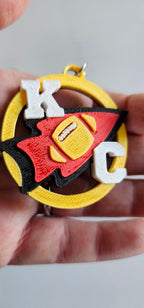 3D Print Chiefs Earrings Keychain Red Kingdom Kansas City KC Football Baha Ranch Western Wear