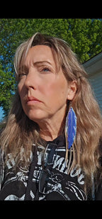 3D Printed Feather Leather Fringe Earrings Made in America Baha Ranch Western Wear