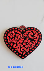 3d Printed Tooled Cowboy Cowgirl Heart  Keychain or Purse Charm Baha Ranch Western Wear