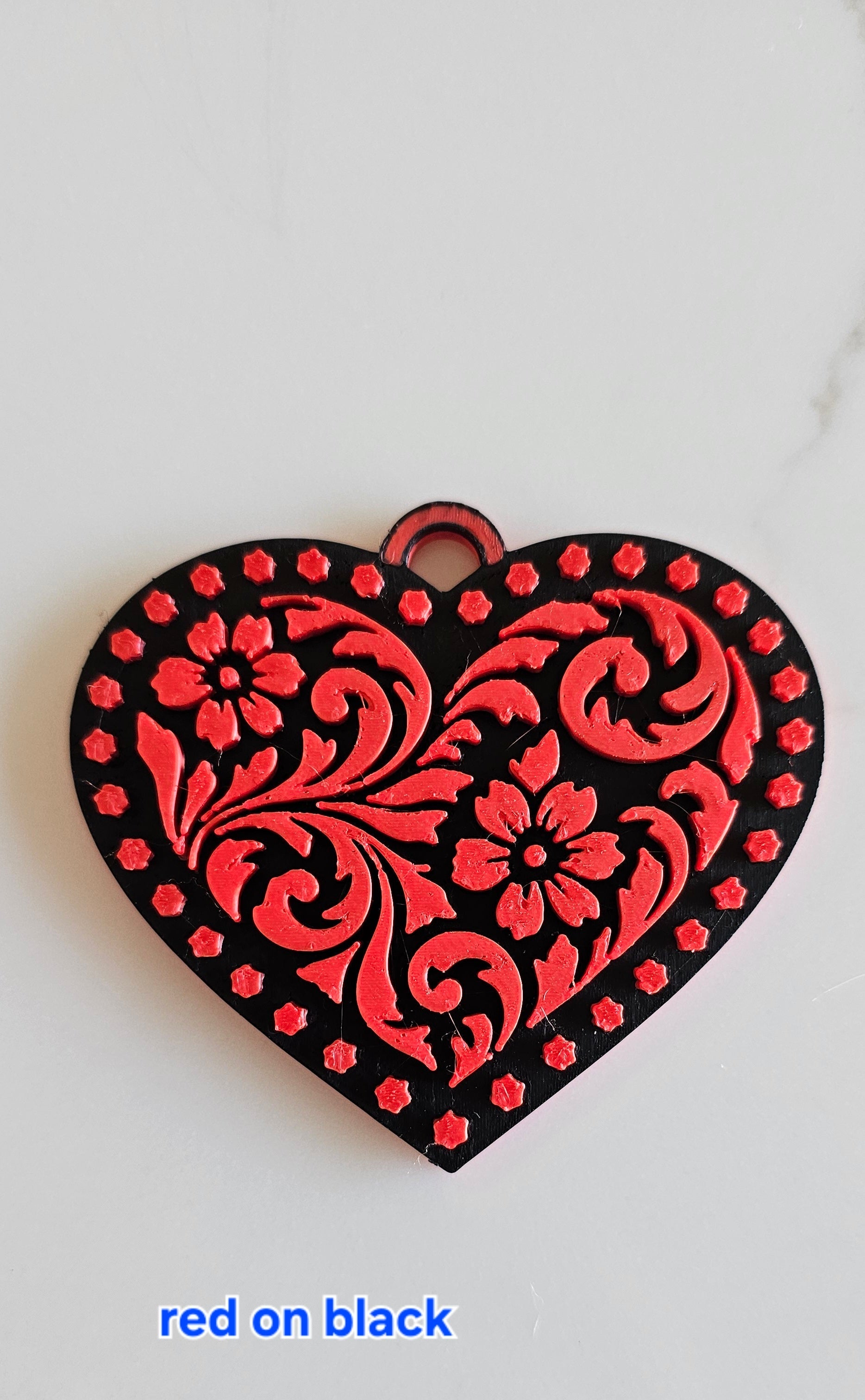 3d Printed Tooled Cowboy Cowgirl Heart  Keychain or Purse Charm Baha Ranch Western Wear