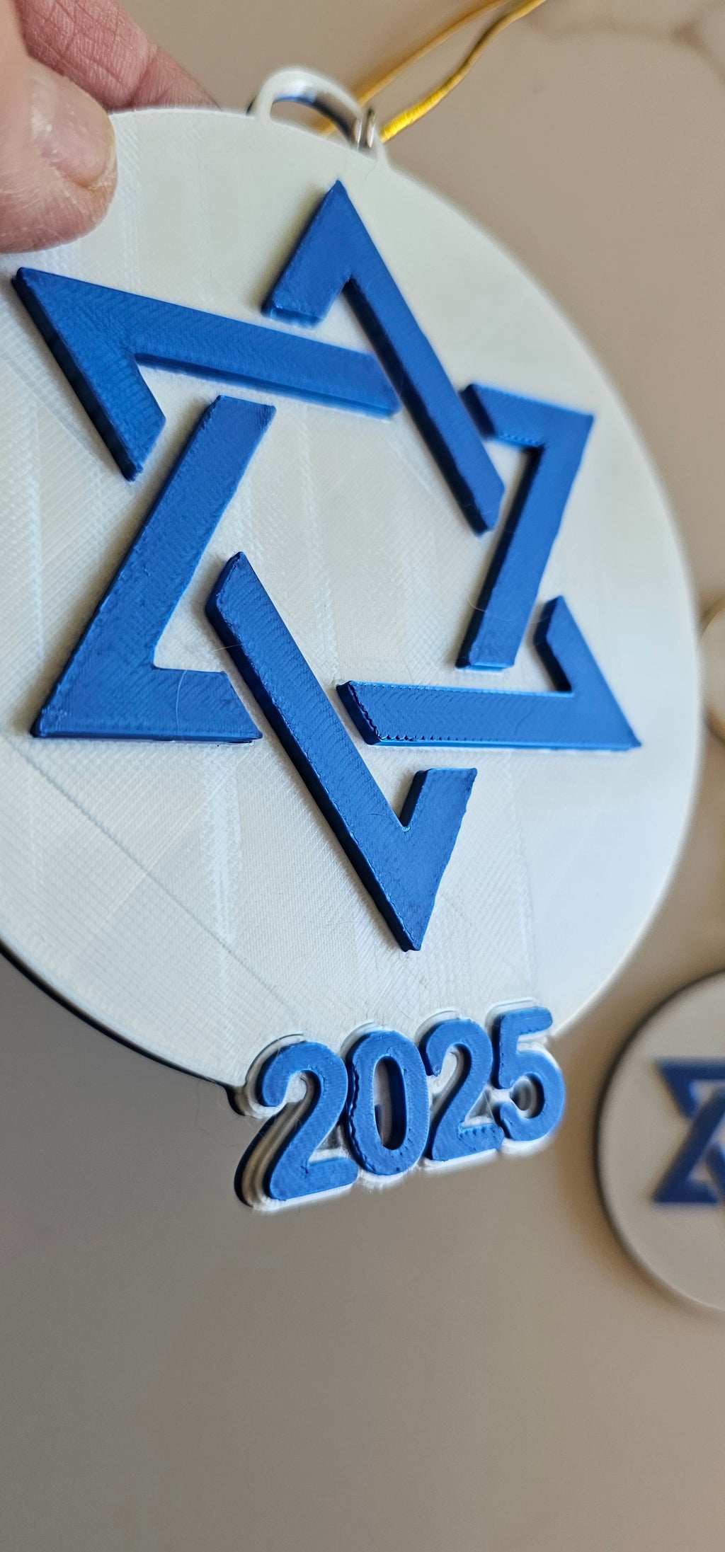 3D Print Israel Flag Star of David Ornament or Keychain Baha Ranch Western Wear