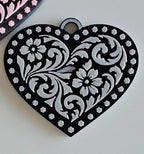 3d Printed Tooled Cowboy Cowgirl Heart  Keychain or Purse Charm Baha Ranch Western Wear