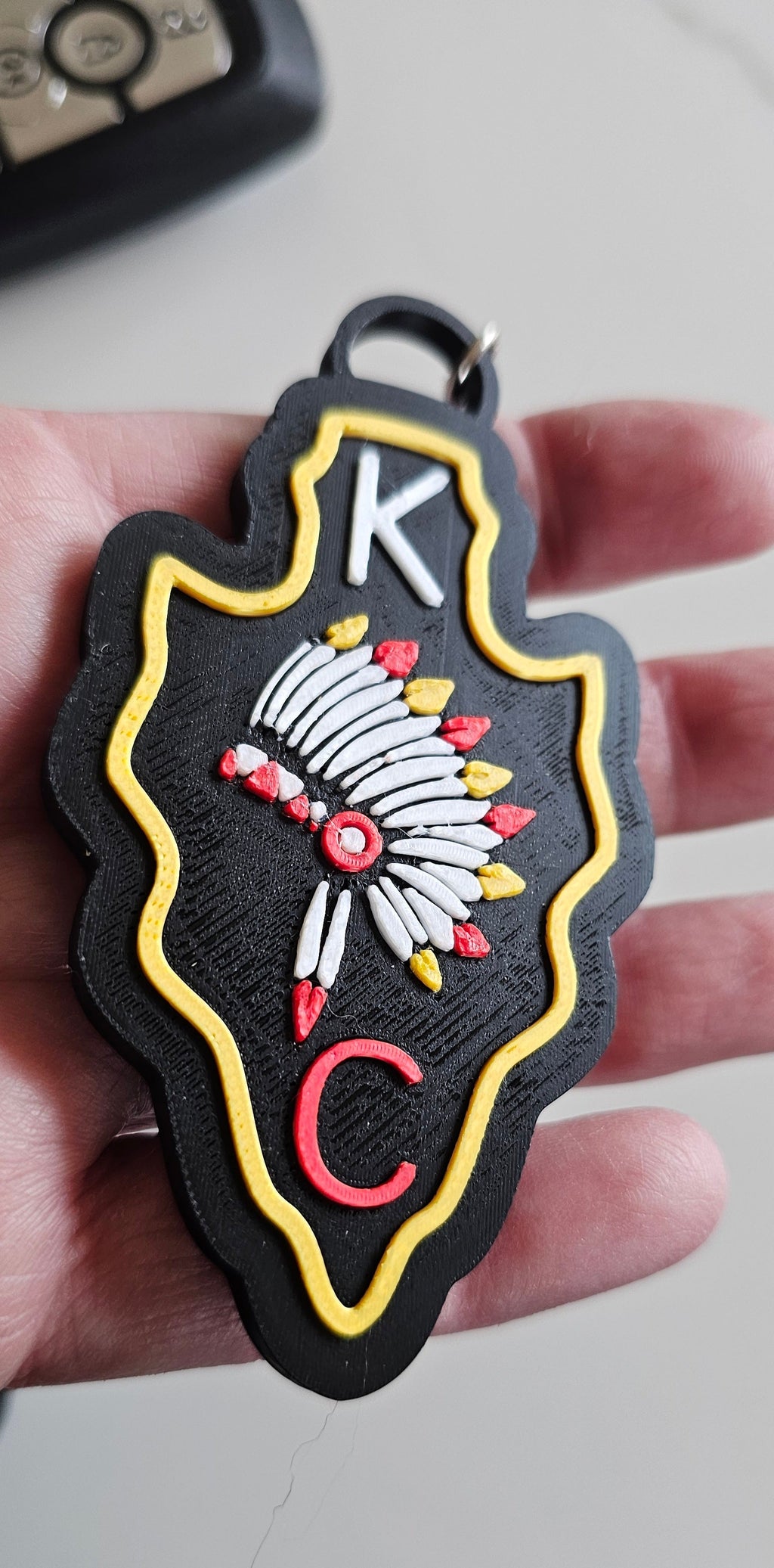 3D Print Chiefs Arrowhead Kc Kansas City Football Keychain Made in America Baha Ranch Western Wear