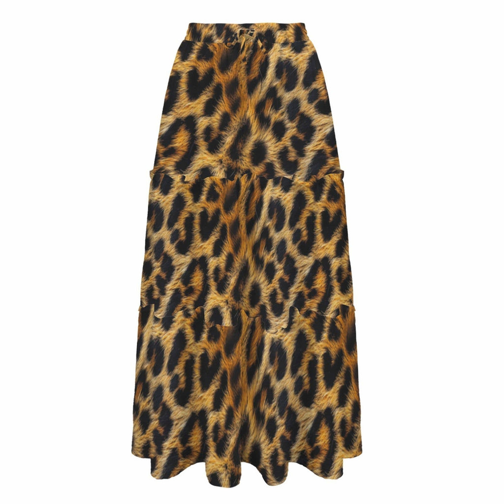 Baha Ranch Retro Pop Western Leopard Print Maxi Prairie Skirt Baha Ranch Western Wear
