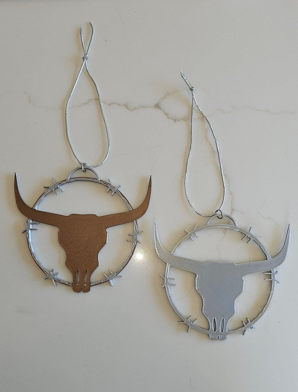 3D Print Longhorn Texas Ranch Western Barbwire Christmas Ornaments Made in America Baha Ranch Western Wear