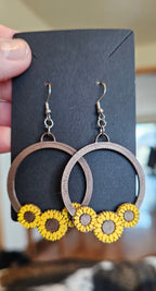 3D Print That70's Show Sunflower Boho Hippie Earrings Made in America Baha Ranch Western Wear