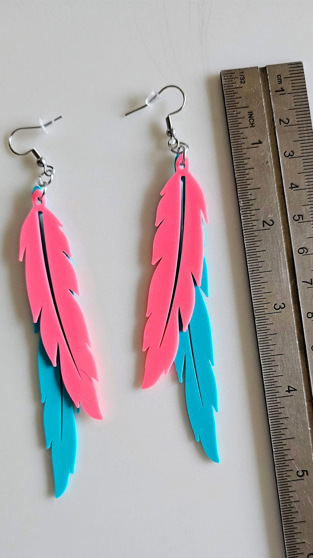 3D Print Double Feather Boho Earrings Made in America Baha Ranch Western Wear