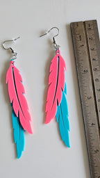 3D Print Double Feather Boho Earrings Made in America Baha Ranch Western Wear