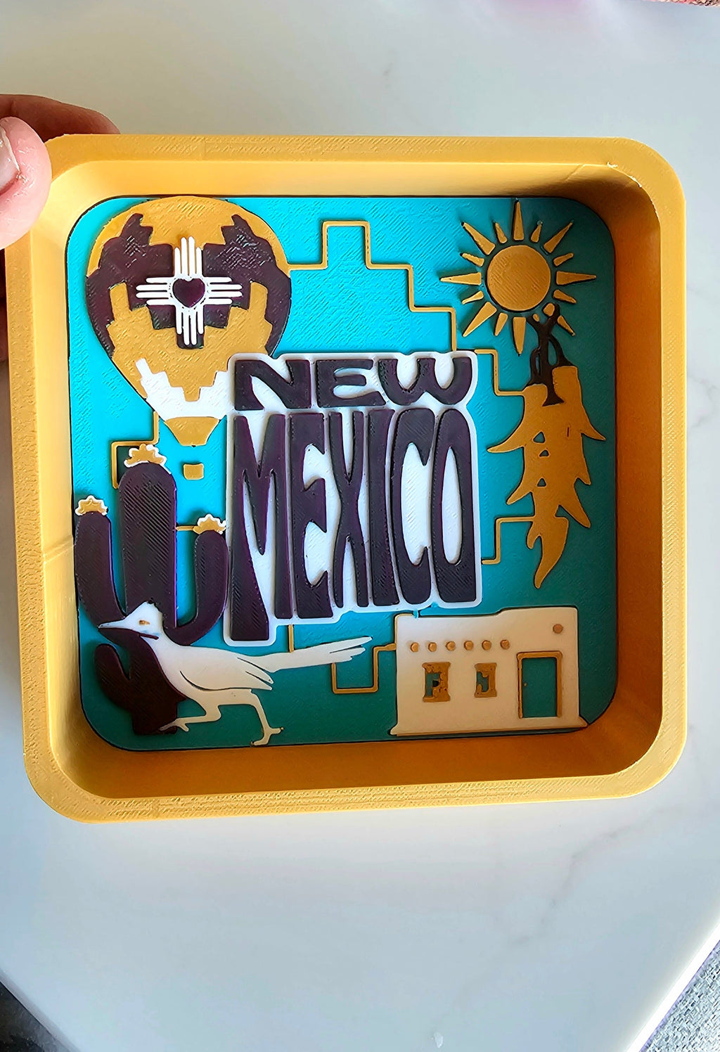 Baha Ranch Zia Balloon Adobe Roadrunner New Mexico 3D Accessory Tray Made in America Baha Ranch Western Wear