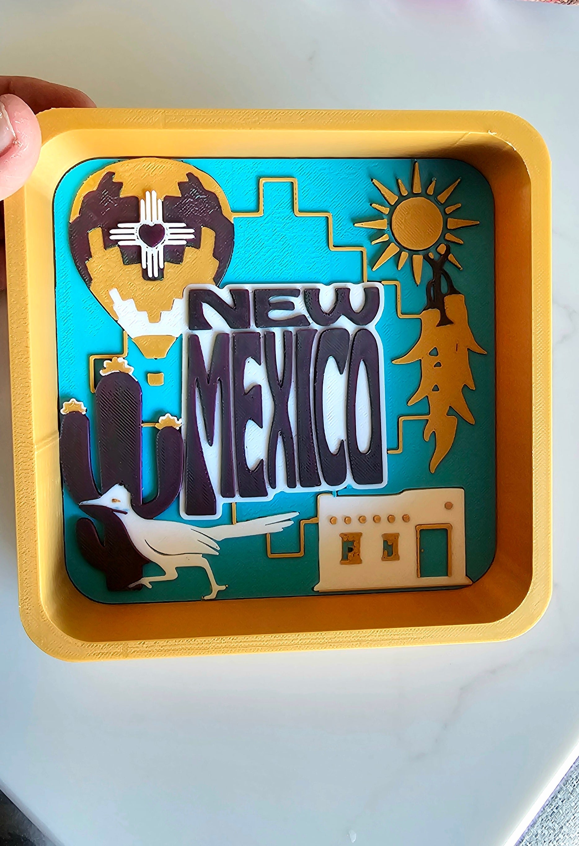 Baha Ranch Zia Balloon Adobe Roadrunner New Mexico 3D Accessory Tray Made in America Baha Ranch Western Wear