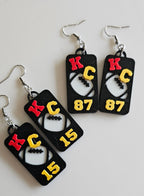 3D Print KC Chiefs Player Number Football Earrings choice of number Baha Ranch Western Wear