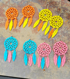 3D Print Dreamcatcher Boho Earrings Choice of Colors Made in America Baha Ranch Western Wear