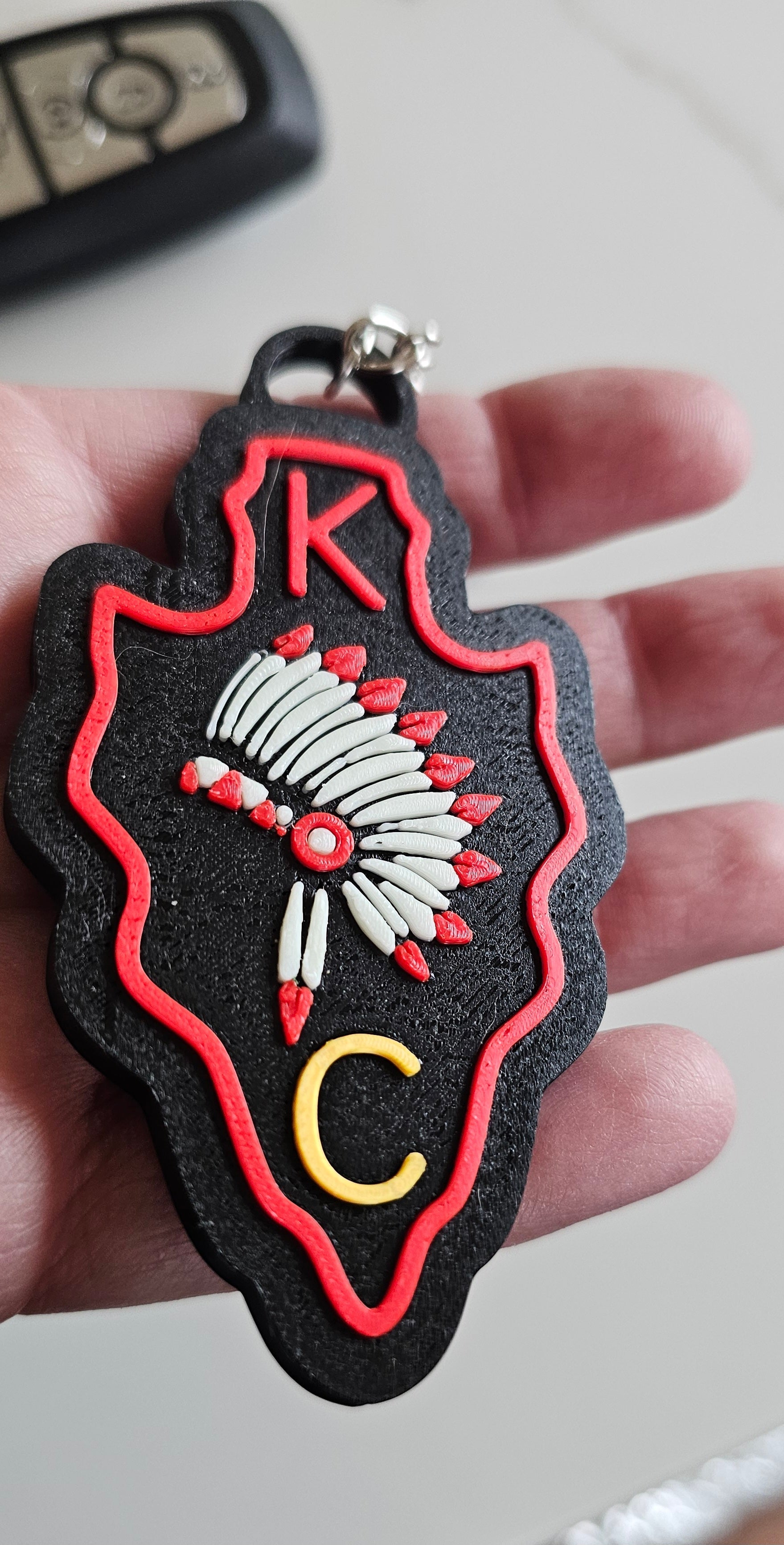 3D Print Chiefs Arrowhead Kc Kansas City Football Keychain Made in America Baha Ranch Western Wear