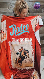 Old Rodeo Western Throw Blanket 60" x 80" Ultra Soft Made in America Baha Ranch Western Wear