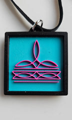 3D Print Picture Necklace on Deerskin Leather Western Bootstitch Made in America Baha Ranch Western Wear