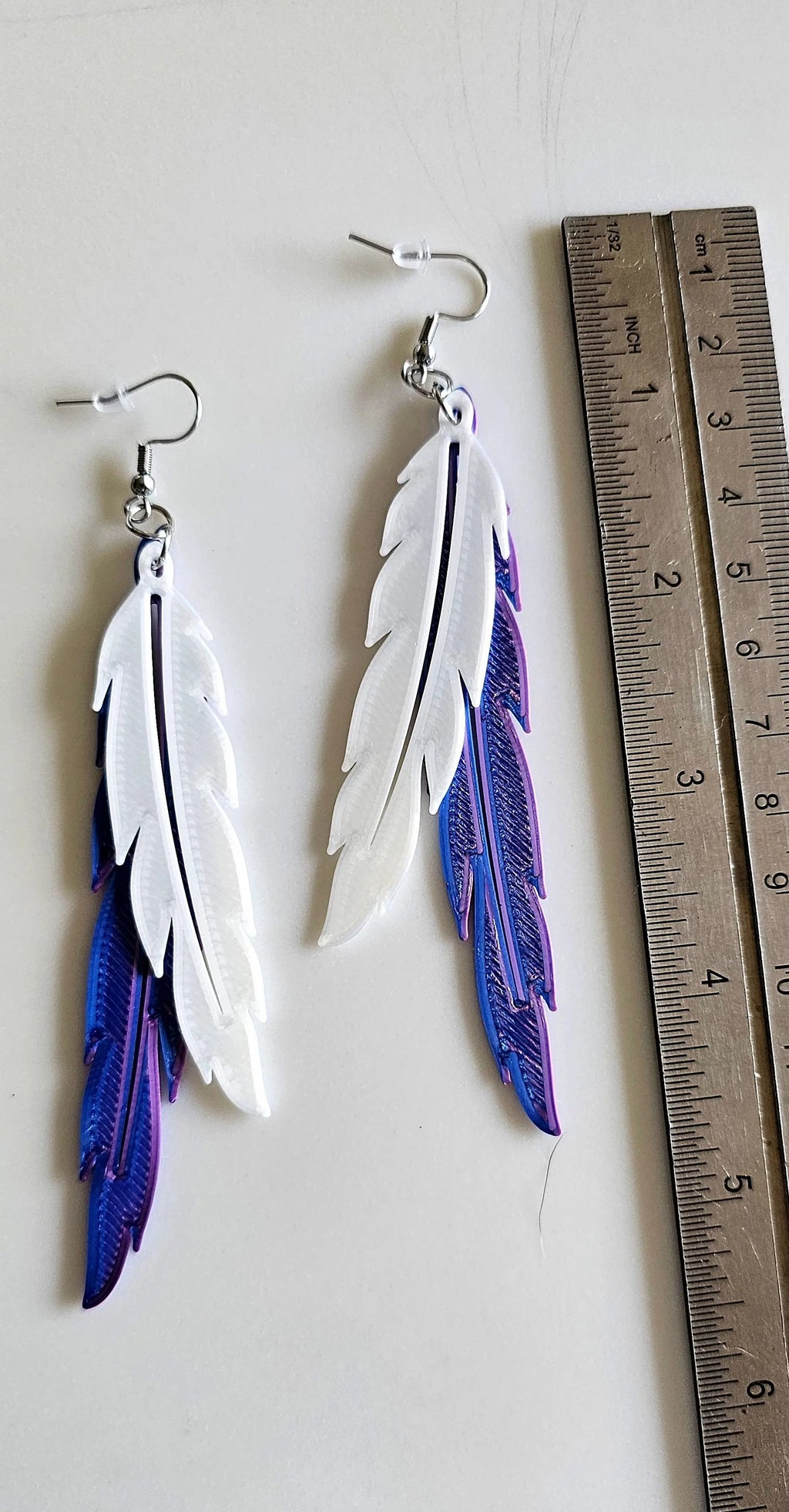 3D Print Double Feather Boho Earrings Made in America Baha Ranch Western Wear