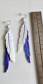 3D Print Double Feather Boho Earrings Made in America Baha Ranch Western Wear