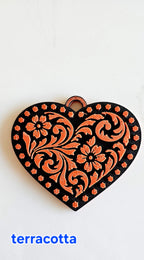 3d Printed Tooled Cowboy Cowgirl Heart  Keychain or Purse Charm Baha Ranch Western Wear