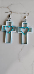 3D Print Christian Cross Faith Earrings Made in America Baha Ranch Western Wear