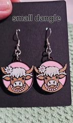 3d Western Cowgirl Cowboy Highland Cow Theme - Necklace, Purse Charm, Earrings, Keychain, Magnet Baha Ranch Western Wear