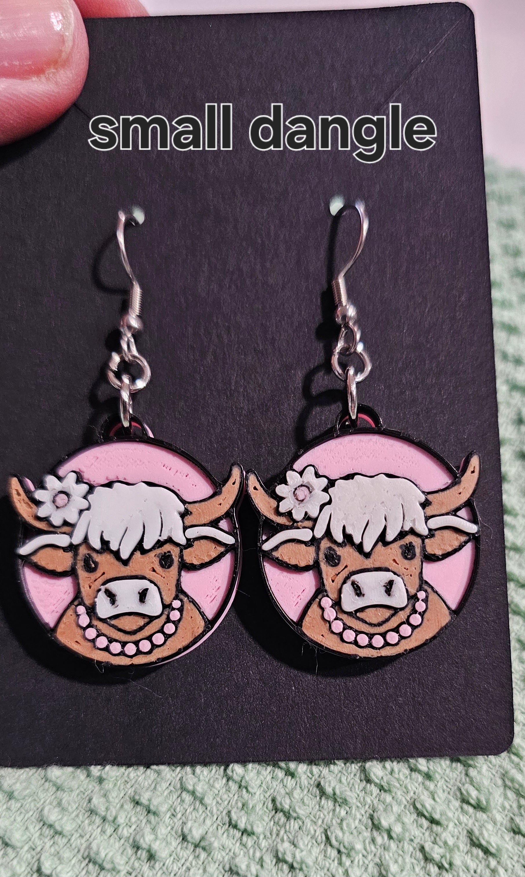 3d Western Cowgirl Cowboy Highland Cow Theme - Necklace, Purse Charm, Earrings, Keychain, Magnet Baha Ranch Western Wear