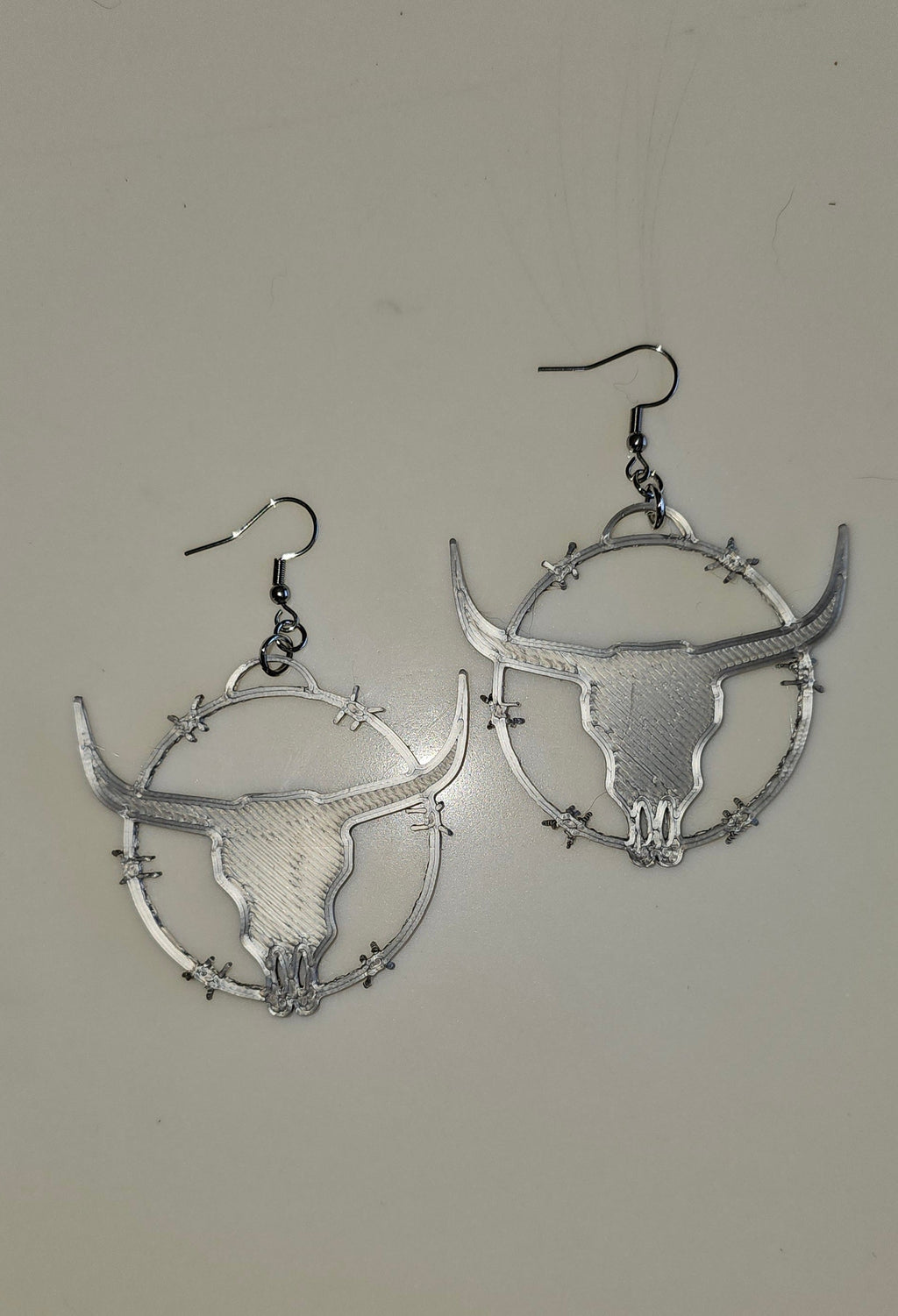 3D Print Longhorn Texas Ranch Western Barbwire Lightweight Earrings Made in America Baha Ranch Western Wear