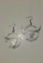 3D Print Longhorn Texas Ranch Western Barbwire Lightweight Earrings Made in America Baha Ranch Western Wear