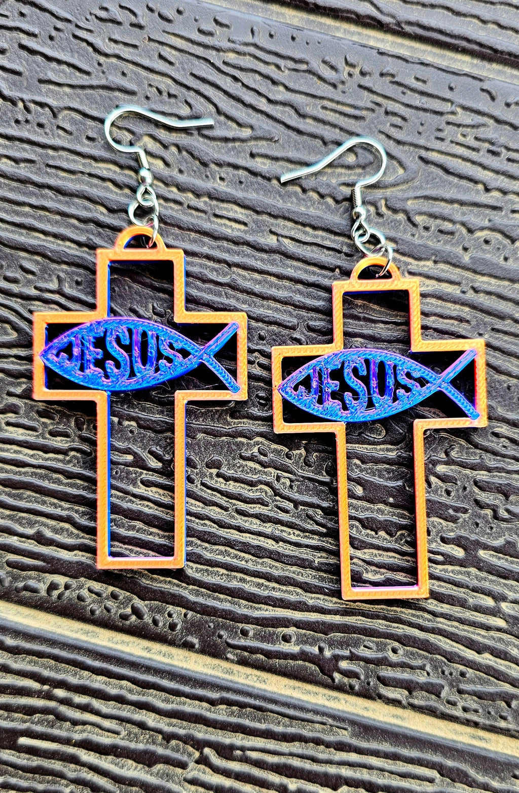 3D Print Christian Cross Faith Earrings Made in America Baha Ranch Western Wear