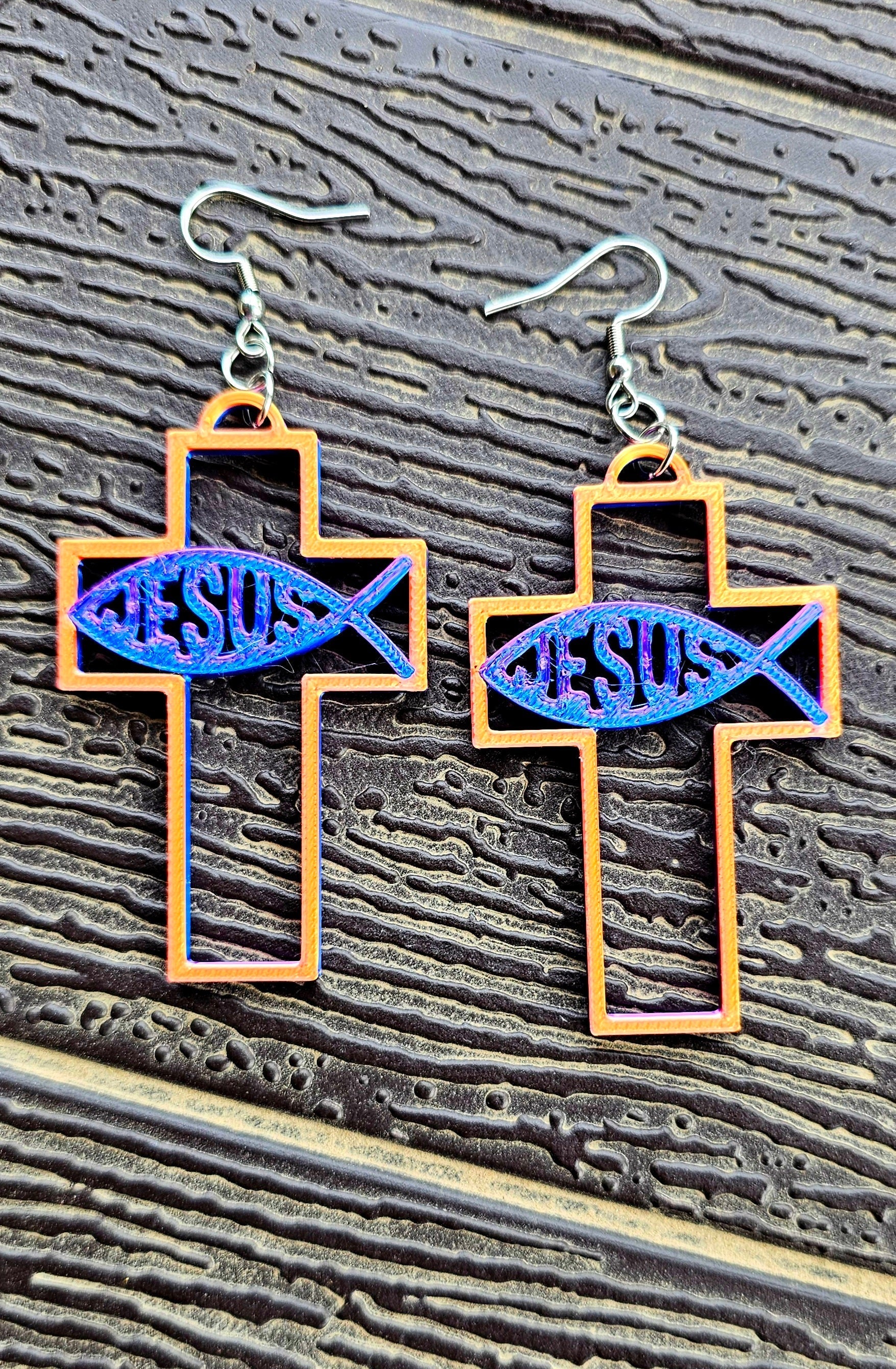 3D Print Christian Cross Faith Earrings Made in America Baha Ranch Western Wear
