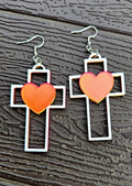 3D Print Christian Cross Faith Earrings Made in America Baha Ranch Western Wear