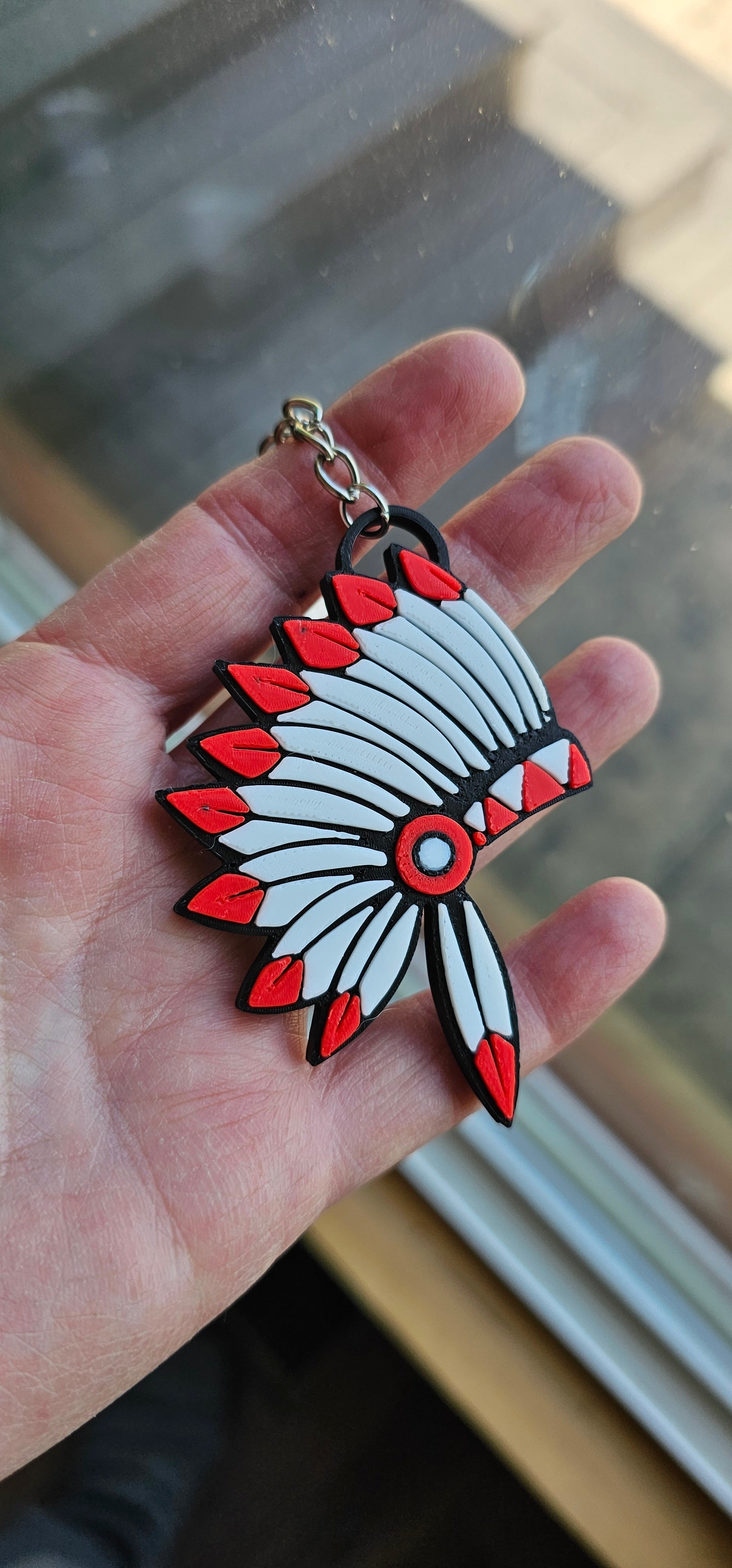 3D Print Chiefs Kc 15 Mahomes Kansas City Kelce Football Indian Headdress Keychain Baha Ranch Western Wear