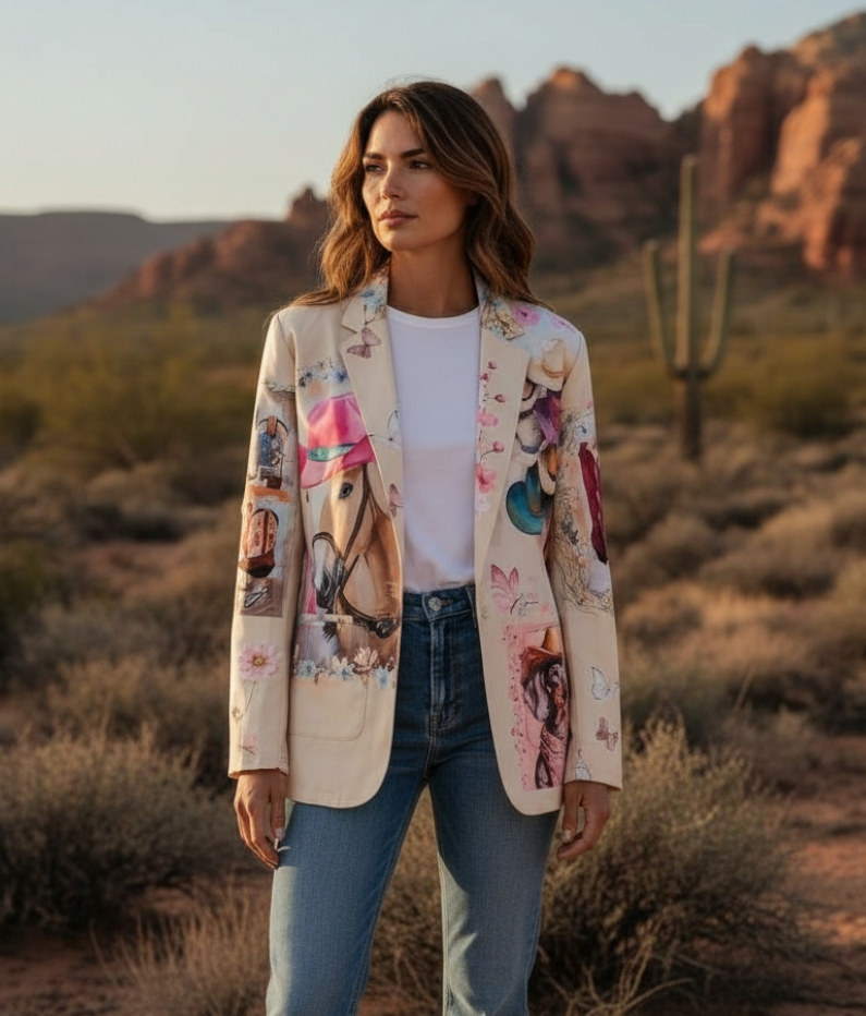 Baha Ranch Danilo Painted Cowgirl Western Blazer Baha Ranch Western Wear