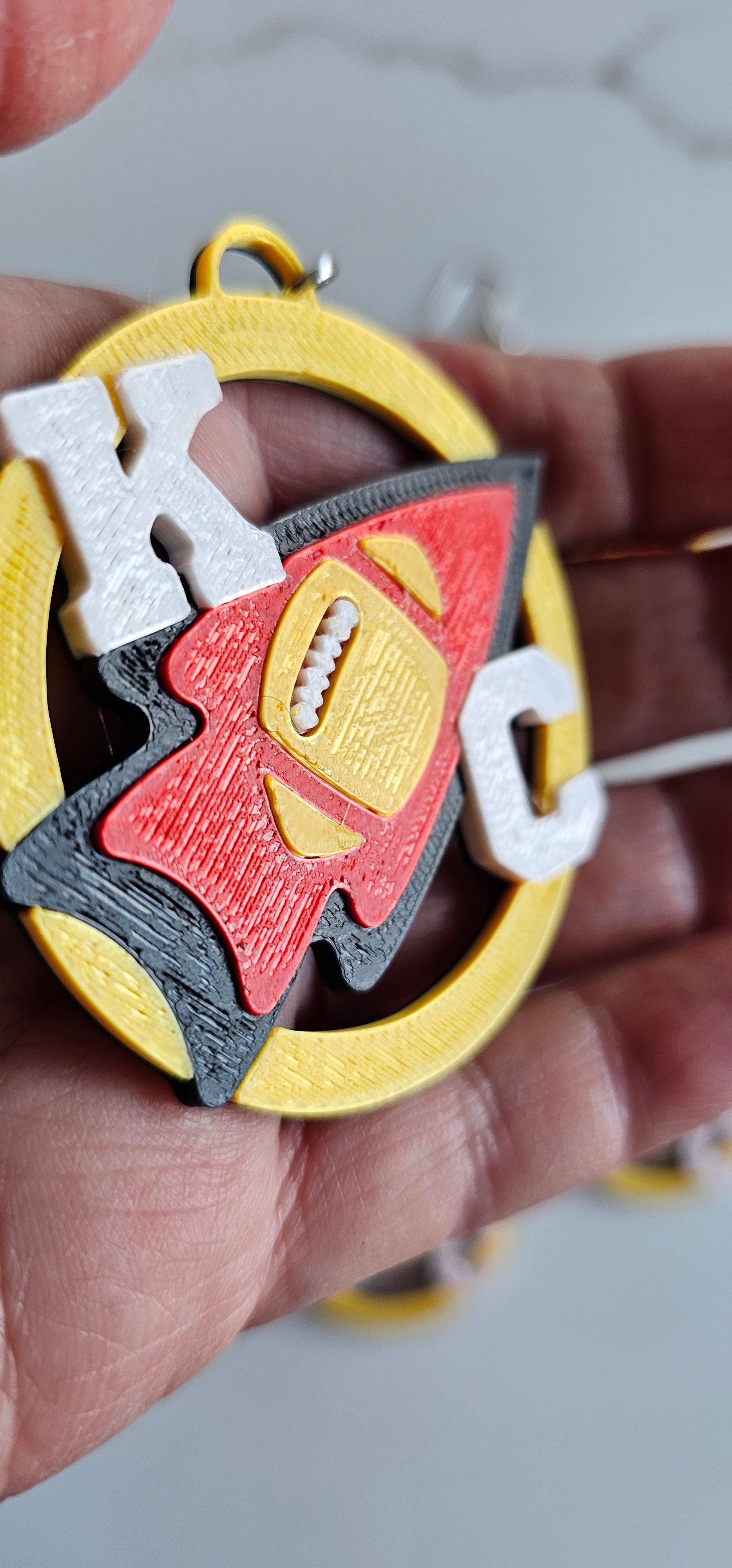 3D Print Chiefs Earrings Keychain Red Kingdom Kansas City KC Football Baha Ranch Western Wear