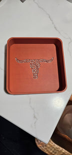 Baha Ranch 3d Print Western Longhorn Cowboy Cowgirl Accessory Tooled Tray Baha Ranch Western Wear