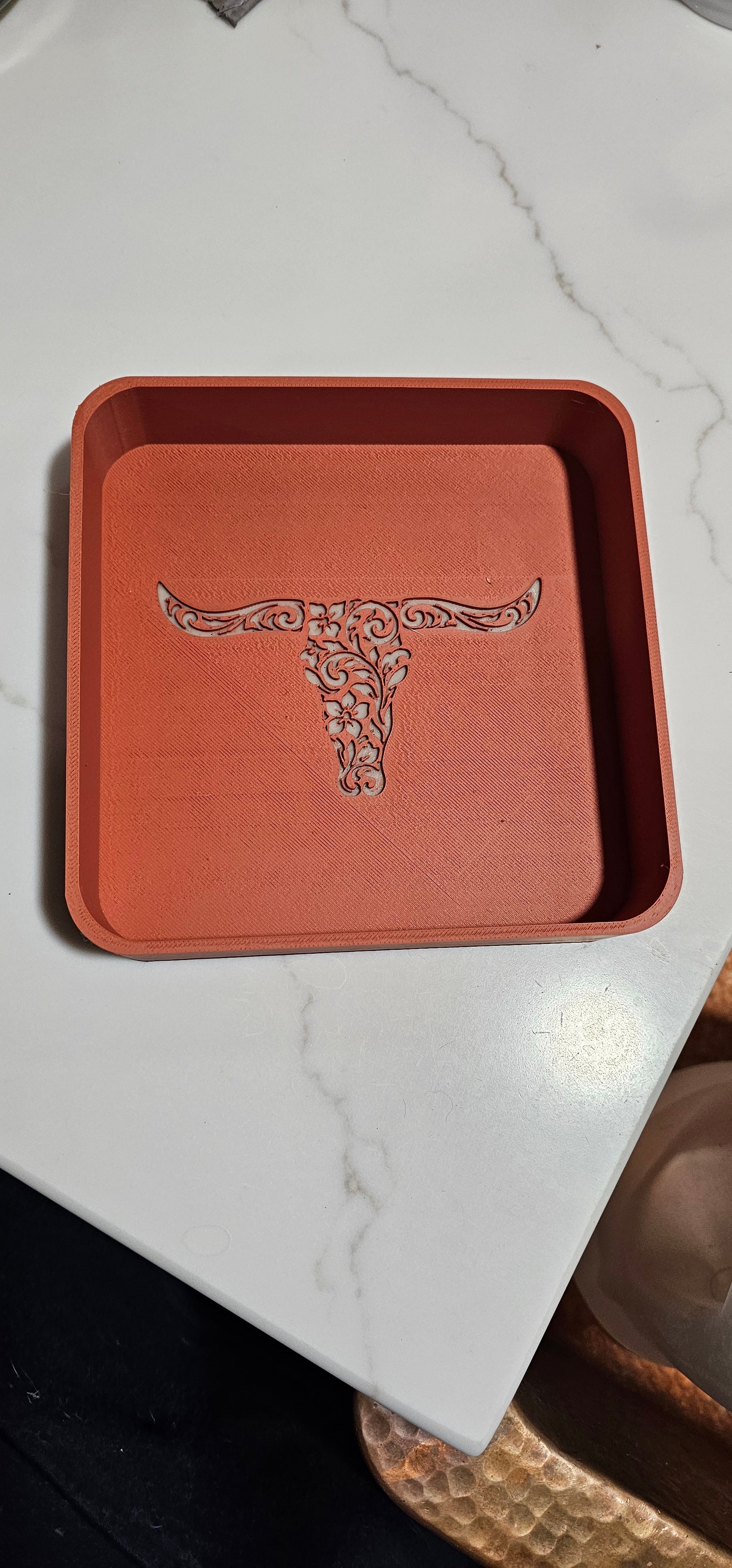 Baha Ranch 3d Print Western Longhorn Cowboy Cowgirl Accessory Tooled Tray Baha Ranch Western Wear