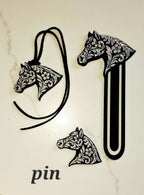 Baha Ranch Year of the Horse Tooled 3d Print Bookmark Keychain Hatpin Magnet Purse Charm Made in America Baha Ranch Western Wear