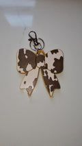 3d Print Puffy Bow Trend Keychain Fringe Cow Print Western Made in America Baha Ranch Western Wear