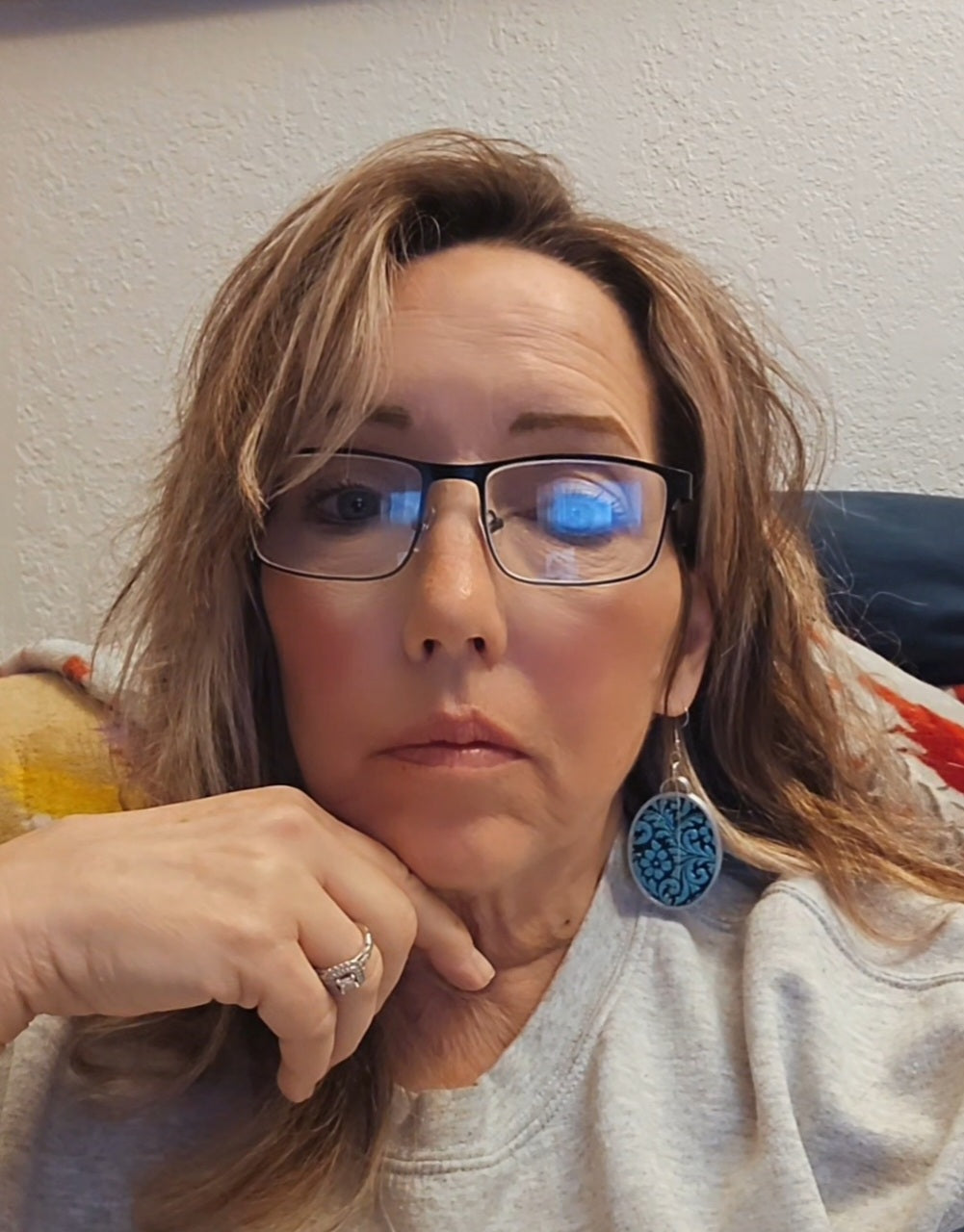 3D Print Western Tooled Turquoise  Earrings Made in America Baha Ranch Western Wear