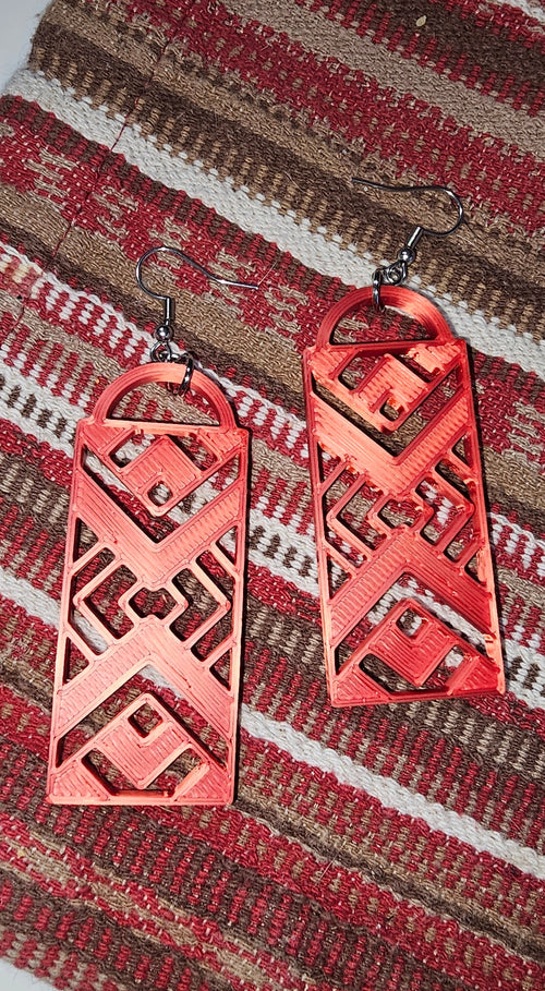 3D Print Southwest Aztec Western Earrings Made in America choice of colors Baha Ranch Western Wear