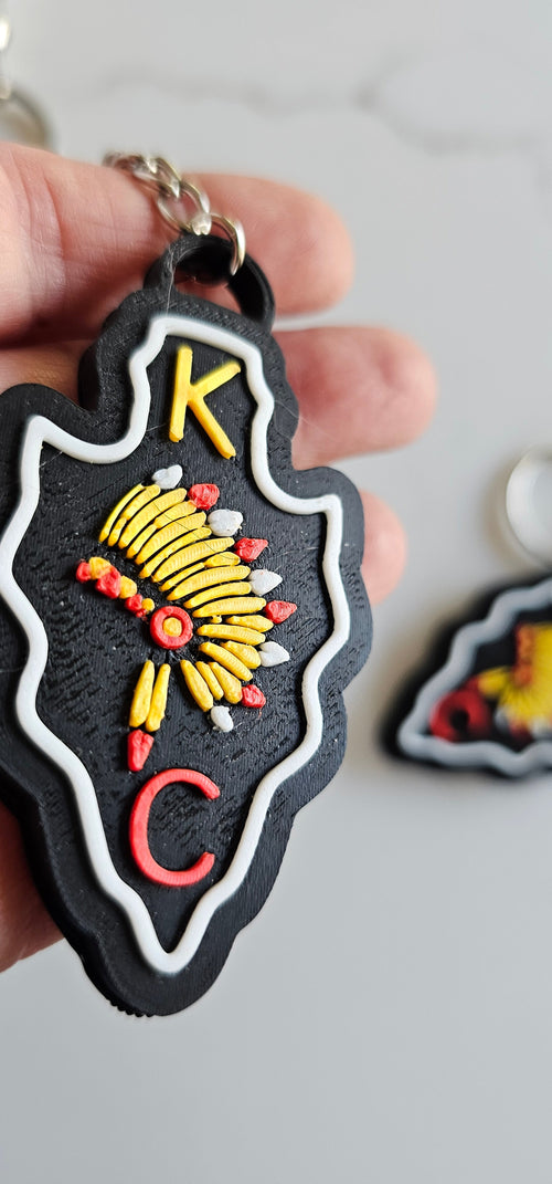 3D Print Chiefs Arrowhead Kc 15 Mahomes Kansas City 87 Kelce Football Keychain Made in America Baha Ranch Western Wear