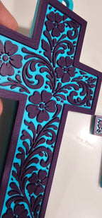 Baha Ranch 3D Faith Tooled Wall Cross or Keychain/Purse Charm Made in America Baha Ranch Western Wear