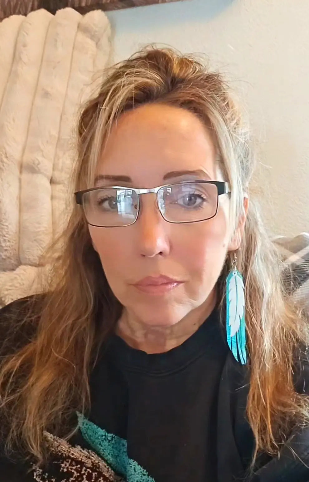 3D Printed Feather Leather Fringe Earrings Made in America Baha Ranch Western Wear