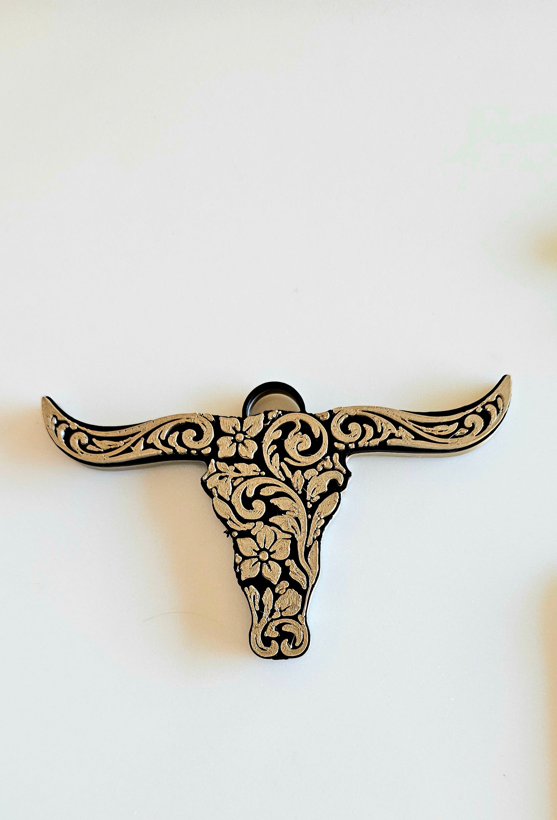 3d Print Tooled Longhorn Keychain or Purse Charm Ornament - Made in America - choice of colors Baha Ranch Western Wear