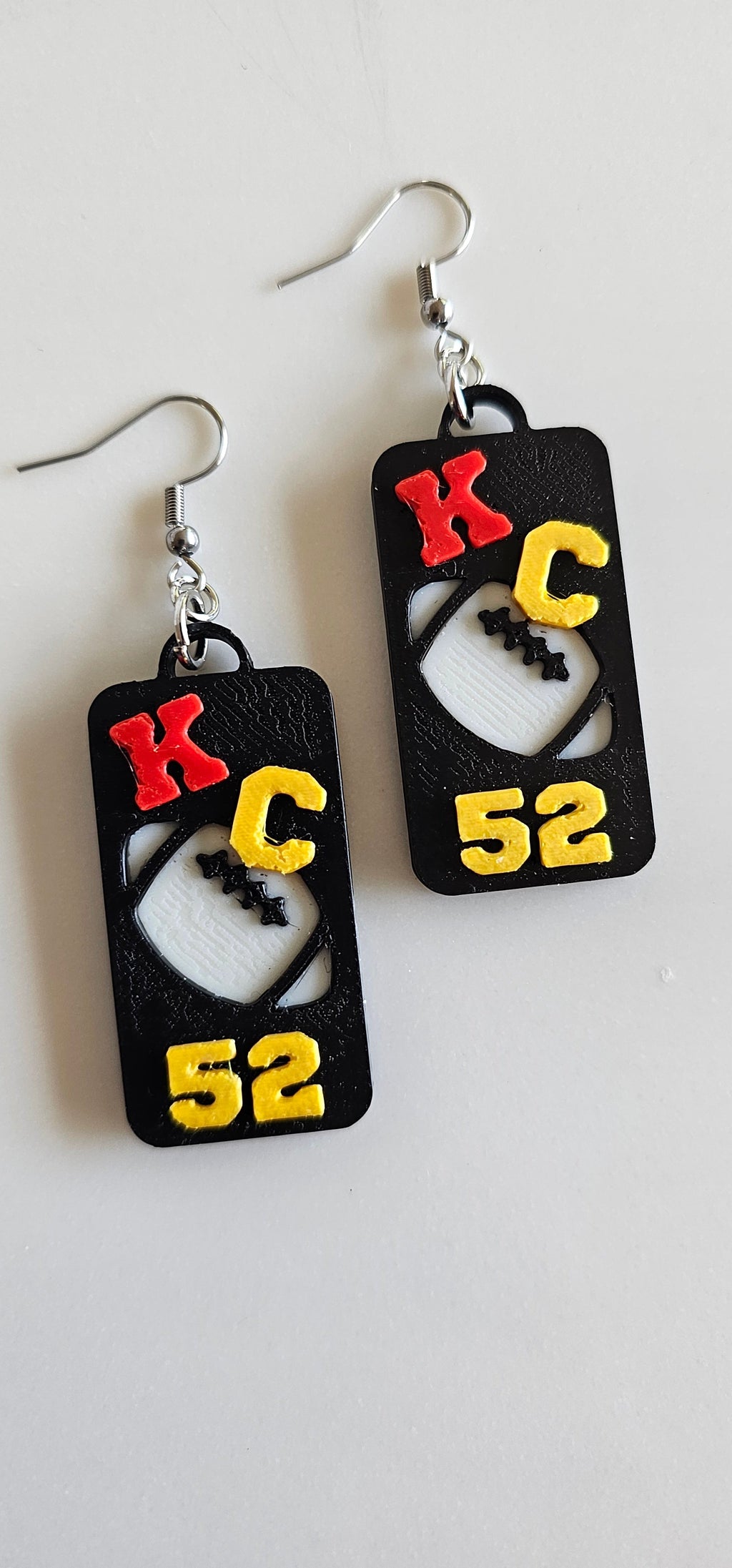 3D Print KC Chiefs Player Number Football Earrings choice of number Baha Ranch Western Wear