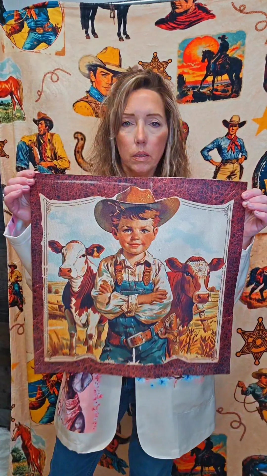 Vintage Cowboy Pillow Case Made in America Baha Ranch Western Wear