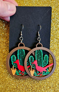 3D Print Zia New Mexico Cactus Earrings Made in America Baha Ranch Western Wear