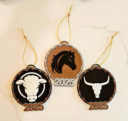 3D Print Western Barbwire Christmas Ornaments Made in America Baha Ranch Western Wear